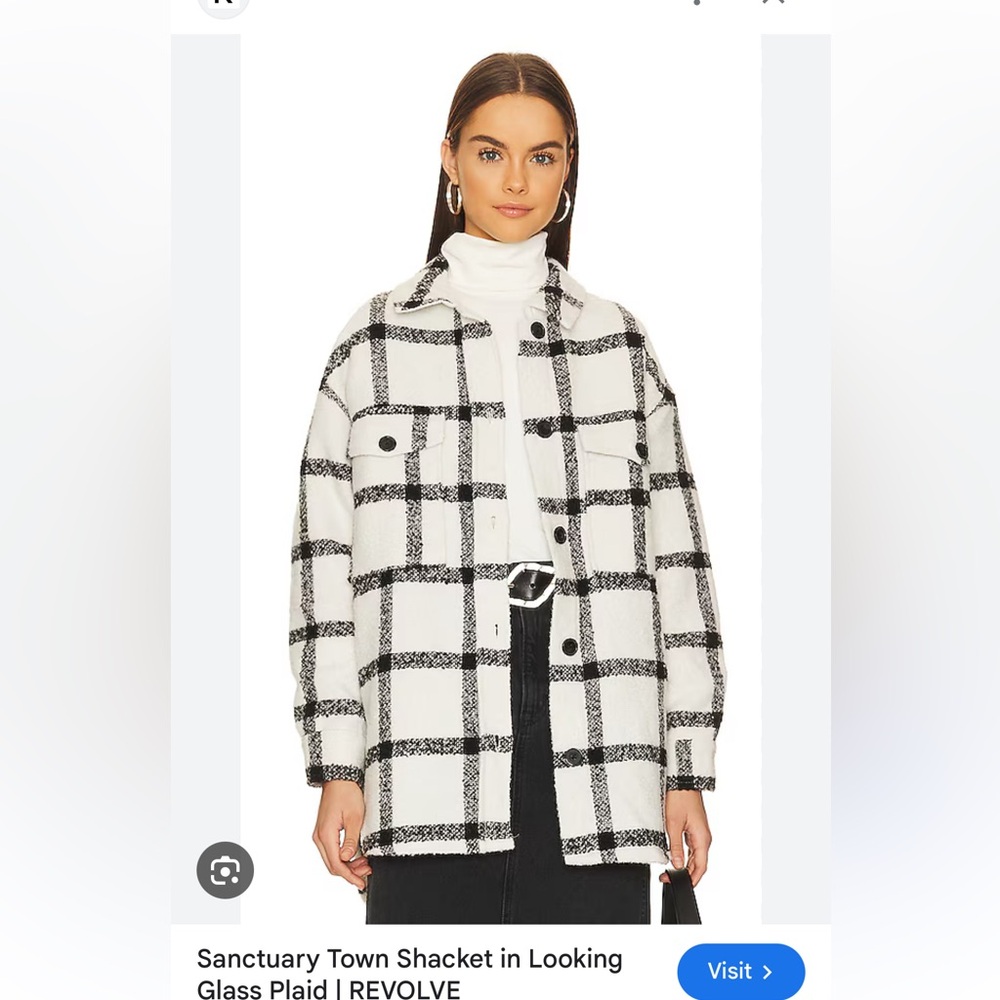 Sanctuary Women’s 2X black and white plaid Shacket